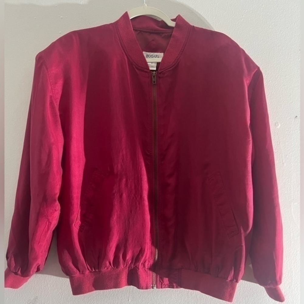 Bogari Jack Red Maroon Full Zip 100% Silk